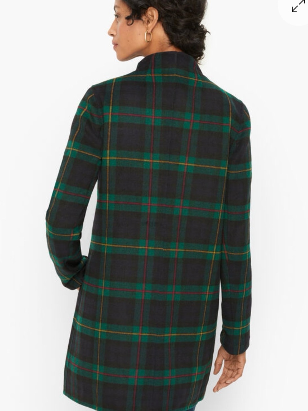 Talbots Tartan Double Faced Black and Green Plaid Wool Jacket Large $349 - Picture 2 of 11